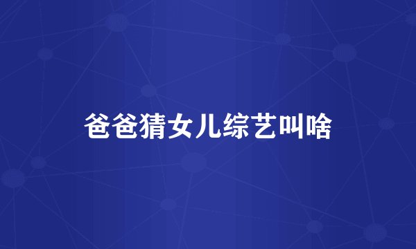 爸爸猜女儿综艺叫啥