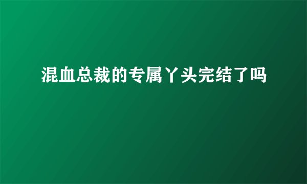 混血总裁的专属丫头完结了吗