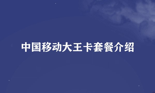 中国移动大王卡套餐介绍