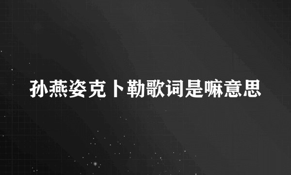 孙燕姿克卜勒歌词是嘛意思
