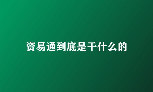 资易通到底是干什么的