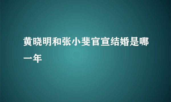 黄晓明和张小斐官宣结婚是哪一年
