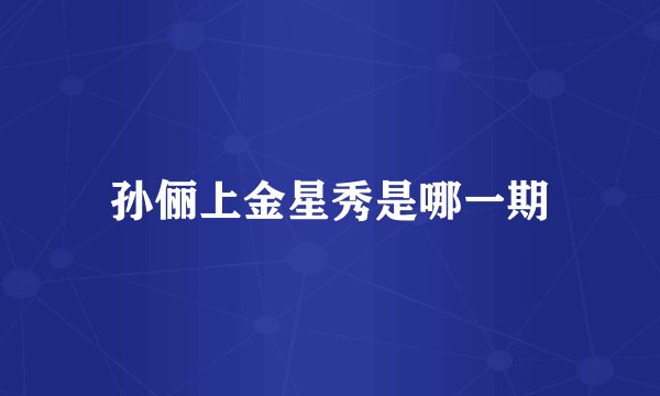 孙俪上金星秀是哪一期