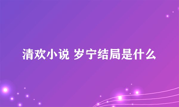 清欢小说 岁宁结局是什么