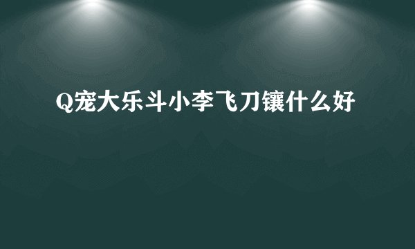 Q宠大乐斗小李飞刀镶什么好