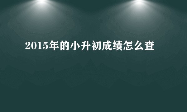 2015年的小升初成绩怎么查