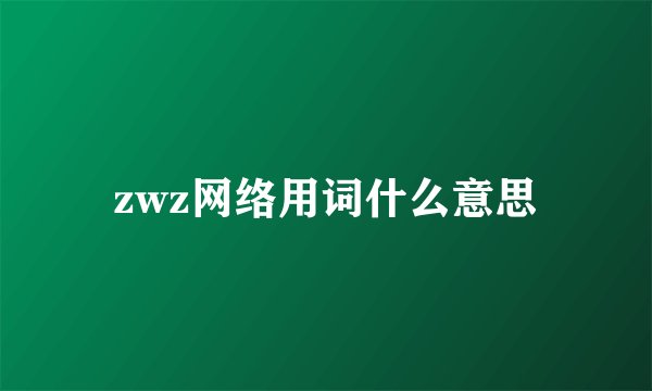 zwz网络用词什么意思