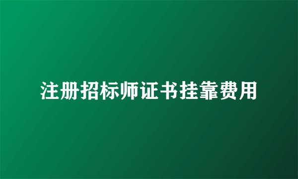 注册招标师证书挂靠费用