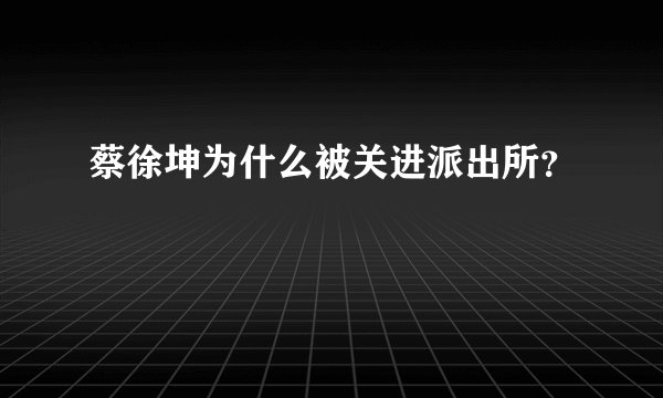 蔡徐坤为什么被关进派出所？