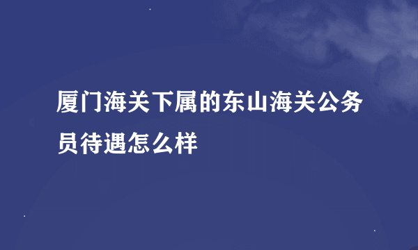 厦门海关下属的东山海关公务员待遇怎么样