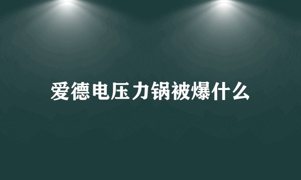 爱德电压力锅被爆什么
