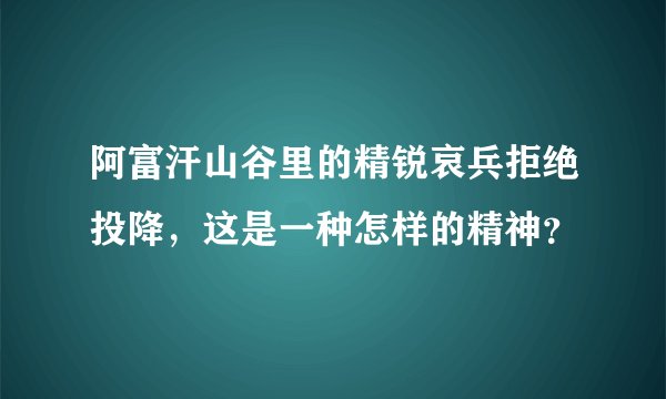 阿富汗山谷里的精锐哀兵拒绝投降，这是一种怎样的精神？