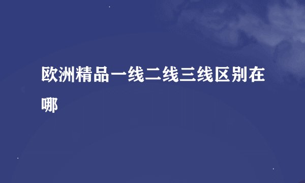 欧洲精品一线二线三线区别在哪