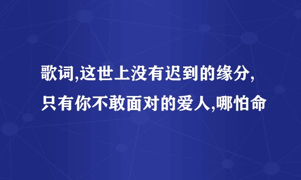 歌词,这世上没有迟到的缘分,只有你不敢面对的爱人,哪怕命