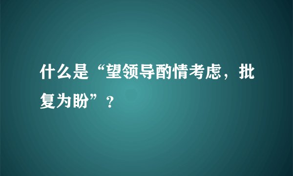 什么是“望领导酌情考虑，批复为盼”？