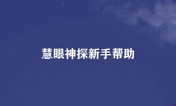慧眼神探新手帮助