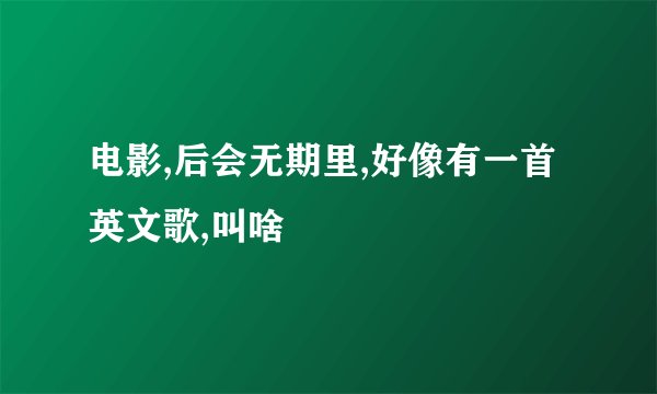 电影,后会无期里,好像有一首英文歌,叫啥