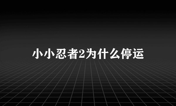 小小忍者2为什么停运