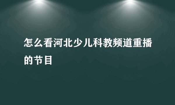 怎么看河北少儿科教频道重播的节目