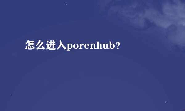 怎么进入porenhub？