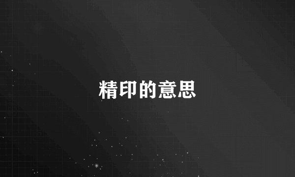 精印的意思