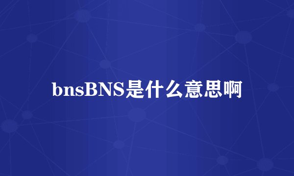 bnsBNS是什么意思啊