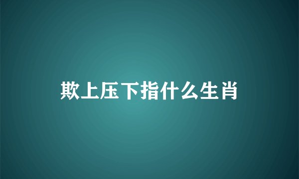 欺上压下指什么生肖