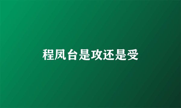 程凤台是攻还是受