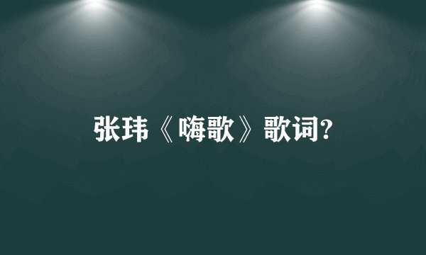 张玮《嗨歌》歌词?