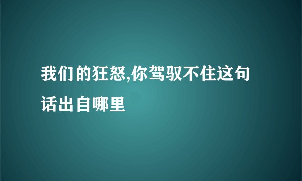 我们的狂怒,你驾驭不住这句话出自哪里