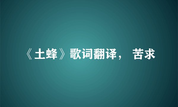 《土蜂》歌词翻译， 苦求