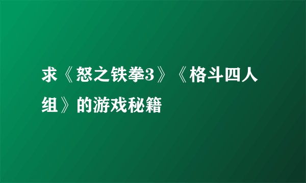 求《怒之铁拳3》《格斗四人组》的游戏秘籍