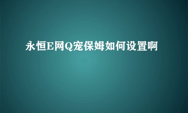 永恒E网Q宠保姆如何设置啊