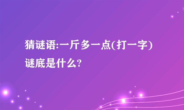 猜谜语:一斤多一点(打一字)谜底是什么?