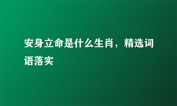 安身立命是什么生肖，精选词语落实