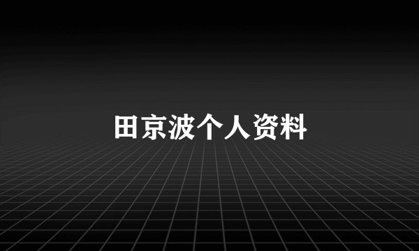 田京波个人资料