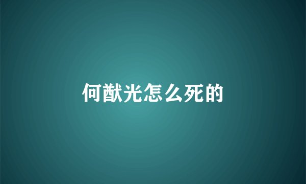 何猷光怎么死的