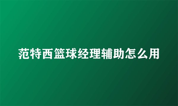 范特西篮球经理辅助怎么用