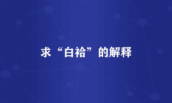求“白袷”的解释