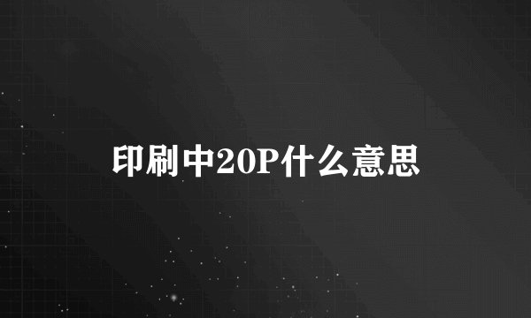 印刷中20P什么意思