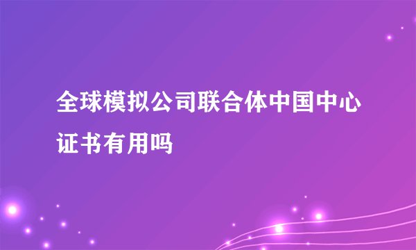 全球模拟公司联合体中国中心证书有用吗