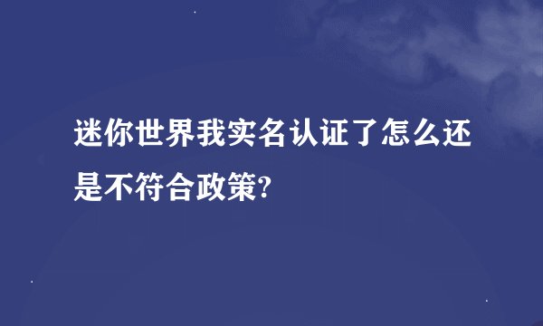 迷你世界我实名认证了怎么还是不符合政策?