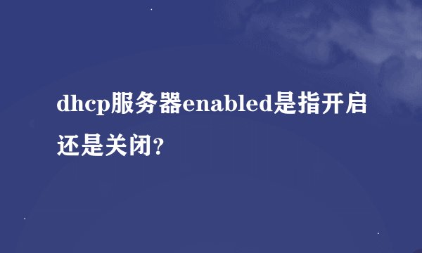 dhcp服务器enabled是指开启还是关闭？