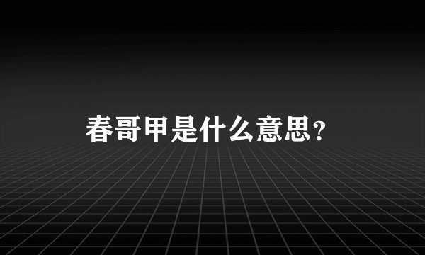 春哥甲是什么意思？