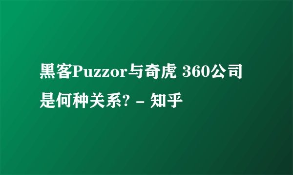 黑客Puzzor与奇虎 360公司是何种关系? - 知乎