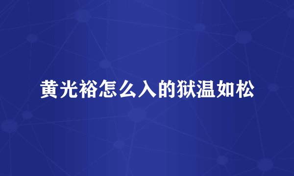 黄光裕怎么入的狱温如松