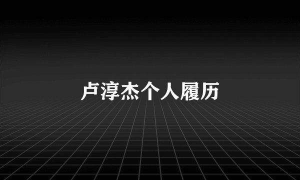 卢淳杰个人履历
