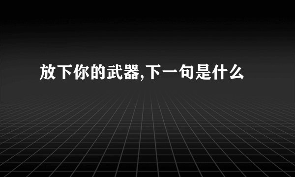 放下你的武器,下一句是什么