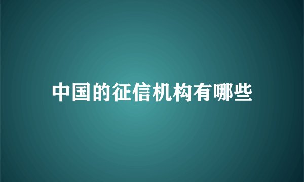 中国的征信机构有哪些
