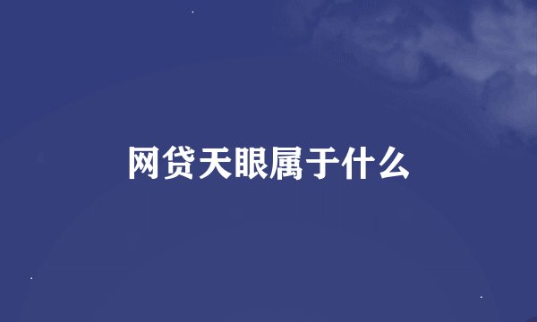网贷天眼属于什么
